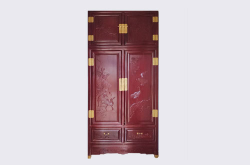 桐乡高端中式家居装修深红色纯实木衣柜